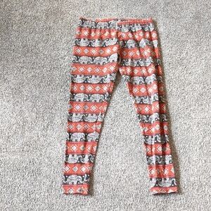 Elephant Print Leggings - Red and Black